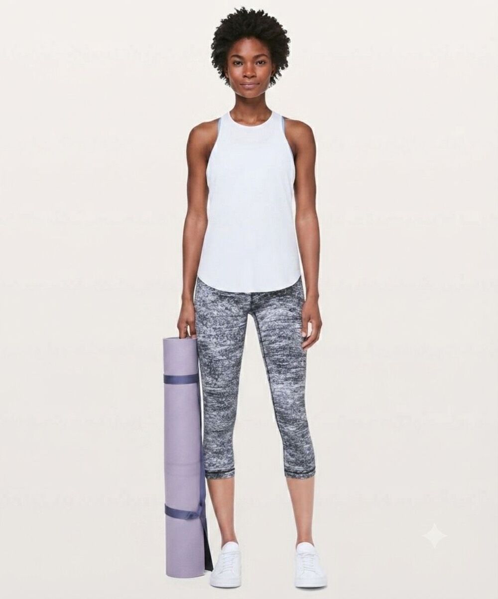 Lululemon Never Still Tank Top White Racerback size 8 High Neck Athletic Singlet
